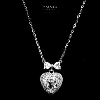 Omnia Tuhfa Silver Necklace in 925 Silver with High-Quality White Ice Cut Stones