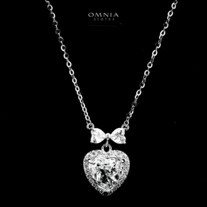 Omnia Tuhfa Silver Necklace in 925 Silver with High-Quality White Ice Cut Stones