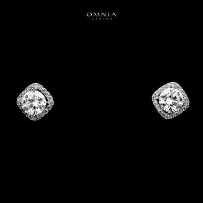 Omnia Thimar Silver Stud Earrings in 925 Silver with High-Quality White Moissanite Stones - Image 2
