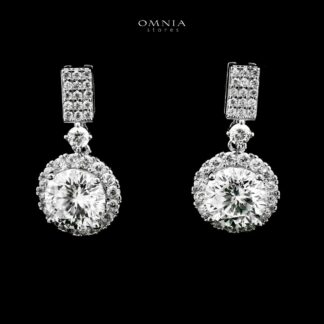 Omnia Raneesa Silver Drop Earrings in 925 Silver with High-Quality White Moissanite Stones