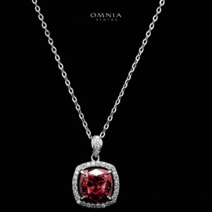 Omnia Nawara Silver Necklace and Earrings Set in 925 Silver with High-Quality Red Ice Cut Stones - Image 4