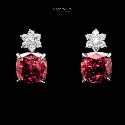 Omnia Nawara Silver Necklace and Earrings Set in 925 Silver with High-Quality Red Ice Cut Stones - Image 3