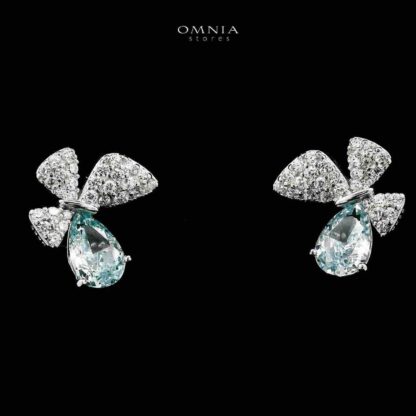 Omnia Nardeen Silver Butterfly Necklace and Earrings Set in 925 Silver with High-Quality Blue Ice Cut Stones - Image 3