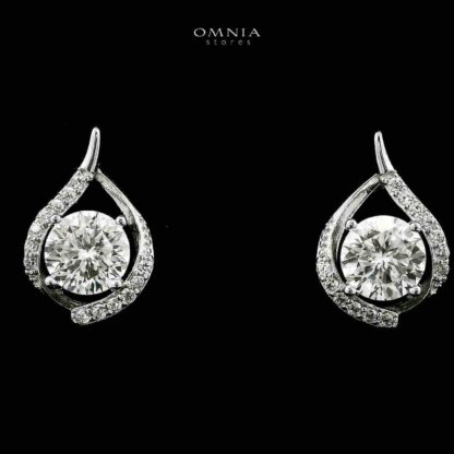 Omnia Jawza Silver Teardrop Necklace and Earrings Set in 925 Silver with High-Quality White Moissanite Stones - Image 4