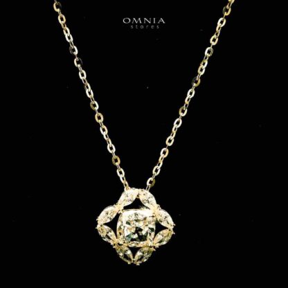 Omnia Areesha Golden Necklace and Earrings Set in 925 Silver with High-Quality White Ice Cut Stones - Image 4