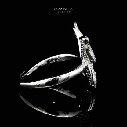 Omnia Kayan Silver Butterfly Ring in 925 Silver with High-Quality White CZ Zircon Stones - Image 2