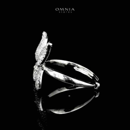 Omnia Kayan Silver Butterfly Ring in 925 Silver with High-Quality White CZ Zircon Stones - Image 3