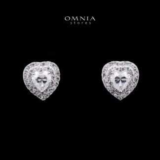 Omnia Farah Silver Earrings in 925 Silver with High-Quality White Iced Cut Stone
