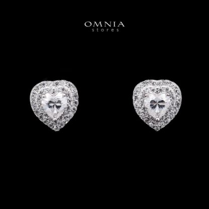 Omnia Farah Silver Earrings in 925 Silver with High-Quality White Iced Cut Stone