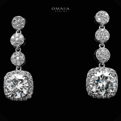Omnia Dima White Drop Earrings With Rhodium Plated In High Quality Zircon Stone - Image 2