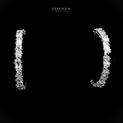 Omnia Nouriya White Earrings With Rhodium Plated In High Quality Zircon Stone - Image 2