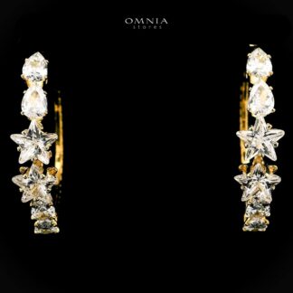 Omnia Shaheenah Golden Earrings With Rhodium Plated In High Quality Zircon Stone