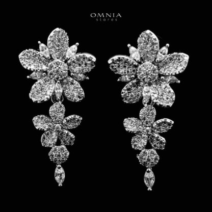 Omnia Nazeera Silver Necklace, Earrings & Ring With Rhodium Plated In High Quality Zircon Stone - Image 3