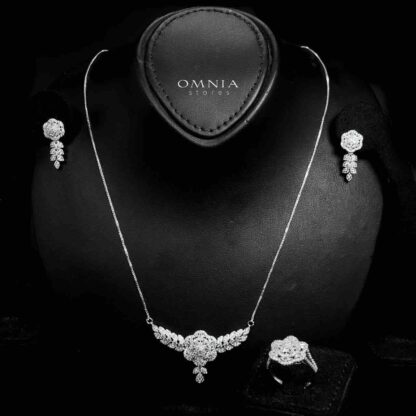 Omnia Husna Silver Necklace, Earrings & Ring With Rhodium Plated In High Quality Zircon Stone - Image 2