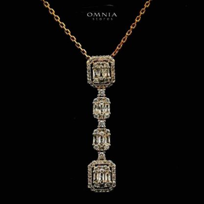 Omnia Cilwa Golden Necklace, Eariings and Ring With Rhodium Plated In High Quality Zircon Stone - Image 5