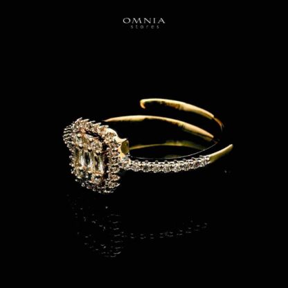 Omnia Cilwa Golden Necklace, Eariings and Ring With Rhodium Plated In High Quality Zircon Stone - Image 4