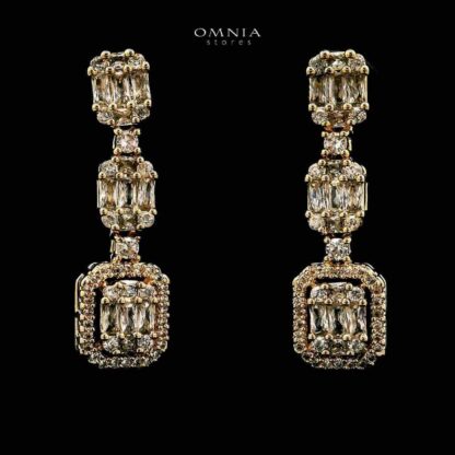 Omnia Cilwa Golden Necklace, Eariings and Ring With Rhodium Plated In High Quality Zircon Stone - Image 3