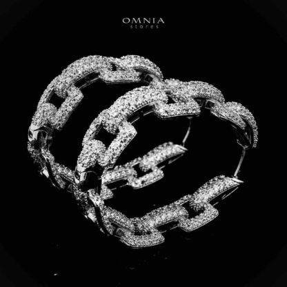 Omnia Badriya Silver Hoop Eariings With Rhodium Plated In High Quality Zircon Stone - Image 2