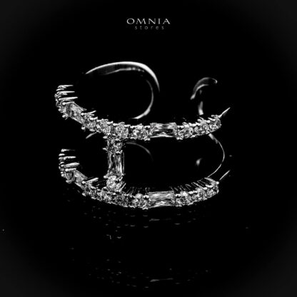 Omnia Camilia Silver Bangle & Ring With Rhodium Plated In High Quality Zircon Stone - Image 3