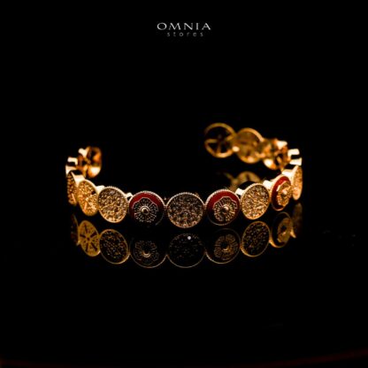 Omnia Durrah Golden with Red Line Bangle & Ring With Rhodium Plated In High Quality Zircon Stone - Image 2