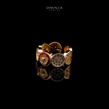 Omnia Durrah Golden with Red Line Bangle & Ring With Rhodium Plated In High Quality Zircon Stone - Image 3