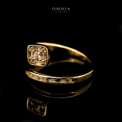 Omnia Fawziya Golden Bangle & Ring With Rhodium Plated In High Quality Zircon Stone - Image 3