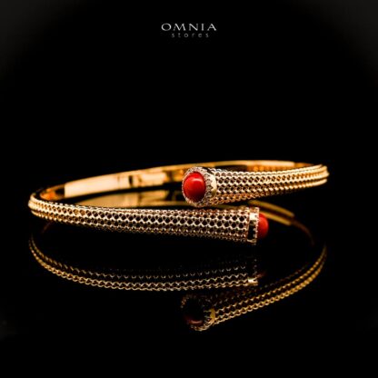 Omnia Meher Golden Bangle & Ring With Rhodium Plated In High Quality Zircon Stone - Image 2