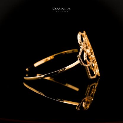 Omnia Qamarina Golden Flower Design Bangle With Rhodium Plated In High Quality Zircon Stone - Image 2