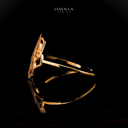 Omnia Qamarina Golden Flower Design Bangle With Rhodium Plated In High Quality Zircon Stone - Image 3