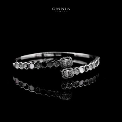 Omnia Laythaa Silver Bangle & Ring With Rhodium Plated In High Quality Zircon Stone - Image 2