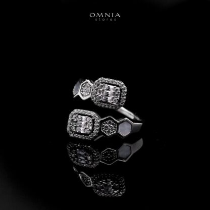 Omnia Laythaa Silver Bangle & Ring With Rhodium Plated In High Quality Zircon Stone - Image 3