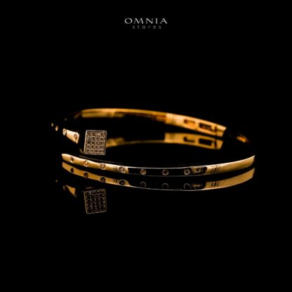 Omnia Zohal Golden Bangle & Ring With Rhodium Plated In High Quality Zircon Stone - Image 2
