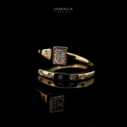 Omnia Zohal Golden Bangle & Ring With Rhodium Plated In High Quality Zircon Stone - Image 3