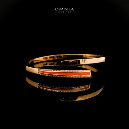 Omnia Iqlim Golden Bangle and Ring With Rhodium Plated In High Quality Zircon Stone - Image 2