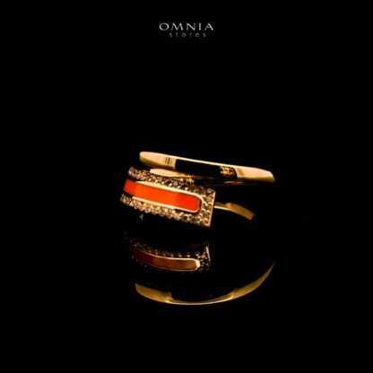 Omnia Iqlim Golden Bangle and Ring With Rhodium Plated In High Quality Zircon Stone - Image 3