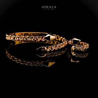 Omnia Khatira Golden Bangle and Ring With Rhodium Plated In High Quality Zircon Stone