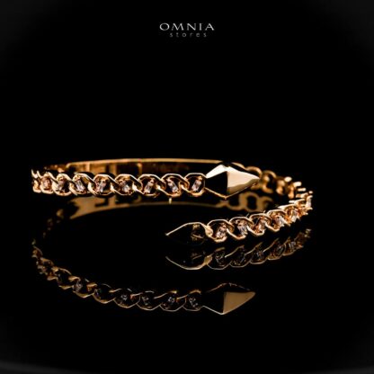Omnia Khatira Golden Bangle and Ring With Rhodium Plated In High Quality Zircon Stone - Image 2