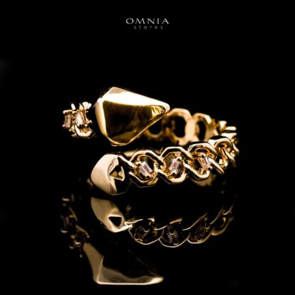Omnia Khatira Golden Bangle and Ring With Rhodium Plated In High Quality Zircon Stone - Image 3