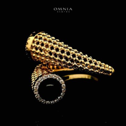 Omnia Lamisah Golden Necklace, Earring and Rings With Rhodium Plated In High Quality Zircon Stone - Image 3