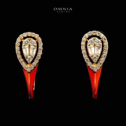 Omnia Manar Golden Red Necklace and Earrings With Rhodium Plated In High Quality Zircon Stone - Image 3