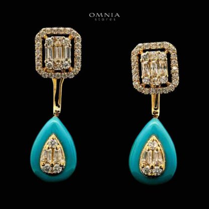 Omnia Najida Golden Blue Necklace and Earrings With Rhodium Plated In High Quality Zircon Stone - Image 3