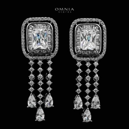 Omnia Wahida Pearl Bridal Full set With Rhodium Plated In High Quality Zircon Stone - Image 5