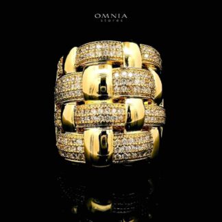 Olfah 18k Gold Plated Ring With Rhodium Plated In High Quality Zircon Stone