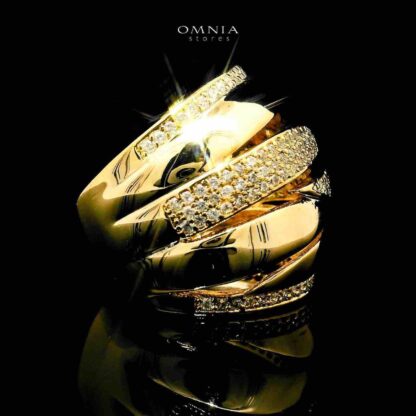 Omnia Qudra 18k Gold Plated Ring With Rhodium Plated In High Quality Zircon Stone - Image 2