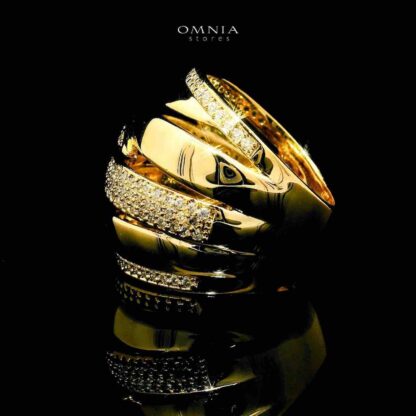 Omnia Qudra 18k Gold Plated Ring With Rhodium Plated In High Quality Zircon Stone - Image 3