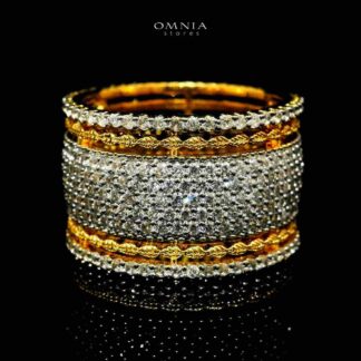 Omnia Zariah 18k Gold Plated Ring With Rhodium Plated In High Quality Zircon Stone