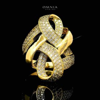 Omnia Kaifa 18k Gold Plated Ring With Rhodium Plated In High Quality Zircon Stone