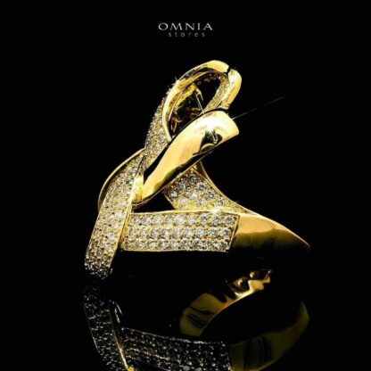 Omnia Kaifa 18k Gold Plated Ring With Rhodium Plated In High Quality Zircon Stone - Image 3