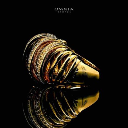 Omnia Zarifa 18k Gold Plated Ring With Rhodium Plated In High Quality Zircon Stone - Image 2
