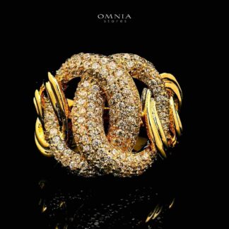 Omnia Eshraq 18k Gold Plated Ring With Rhodium Plated In High Quality Zircon Stone